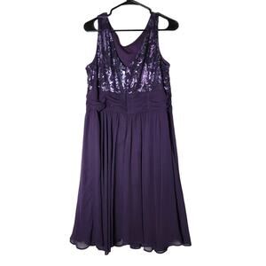 Perceptions‎ Party Dress Plus Size 16 Fit and Flare Purple Sleeveless Beaded